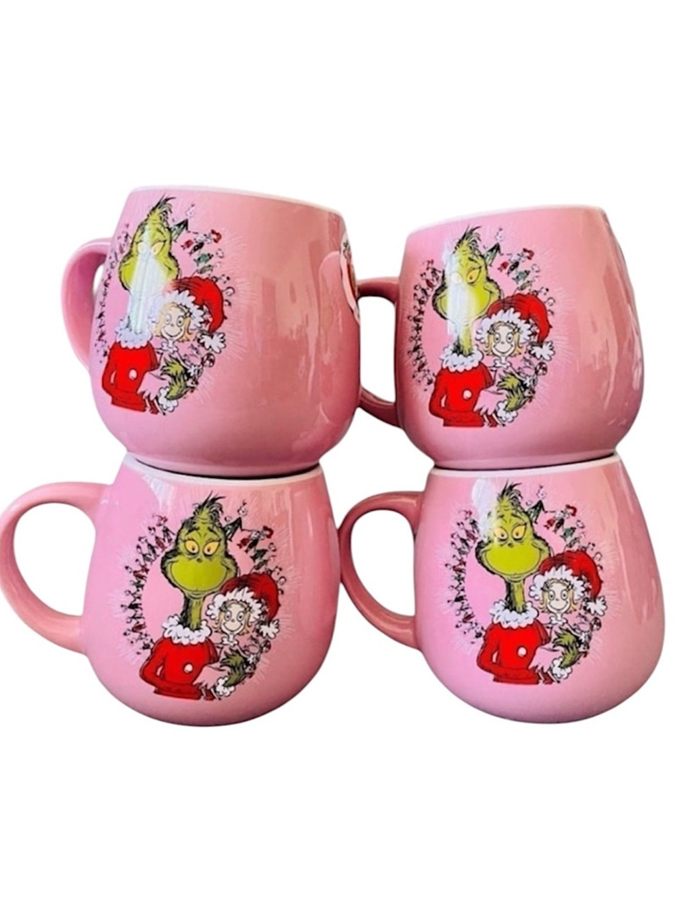 PRICE FIRM Set of 4 The Grinch 65th Anniversary Whoville Cindy Lou Pink Mugs